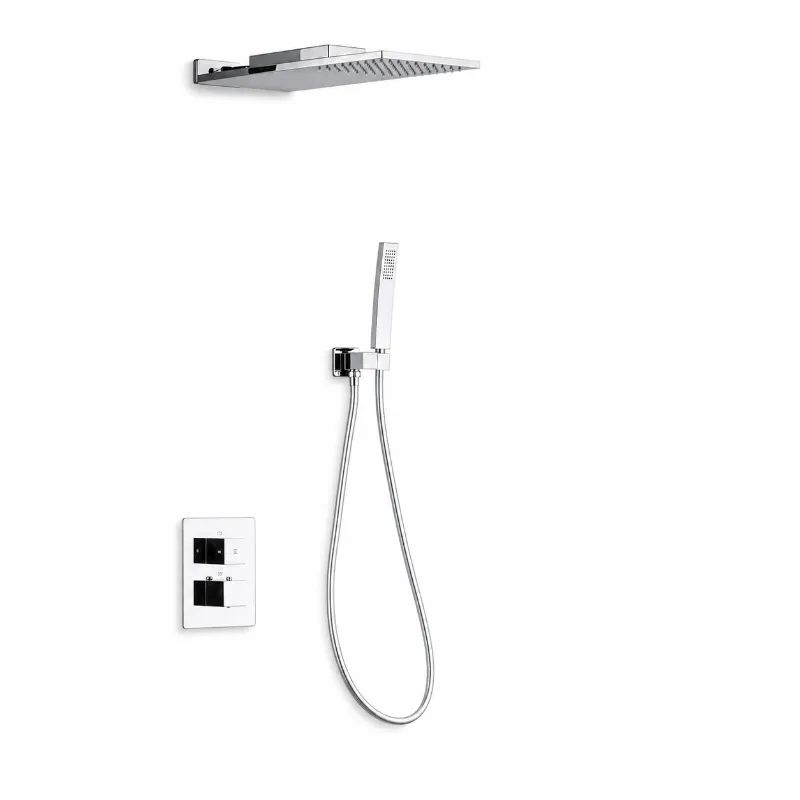 Système de douche thermostatique encastré chromé